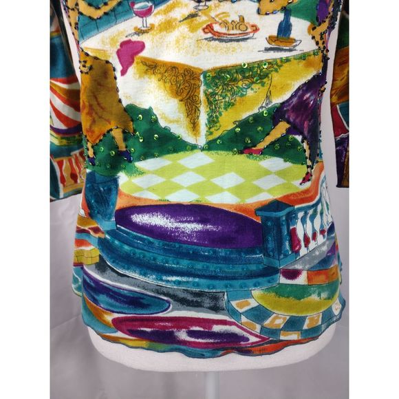 Zashi multi colored fun pattern sweater - Picture 4 of 8